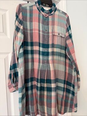 Loft Fashion Plaid Tunic in Teal, Pink, Cream